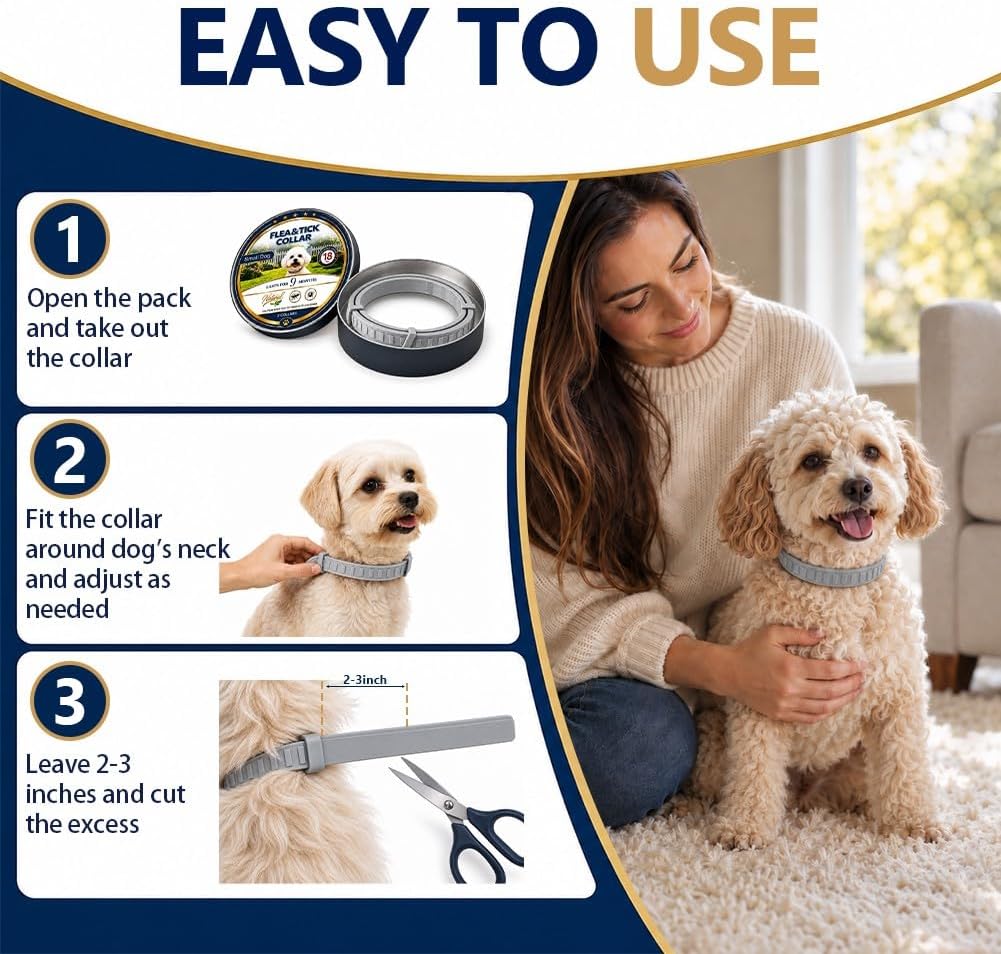 Flea Collar for Dogs, Flea and Tick Collar for Small Dogs, 4 Pcs