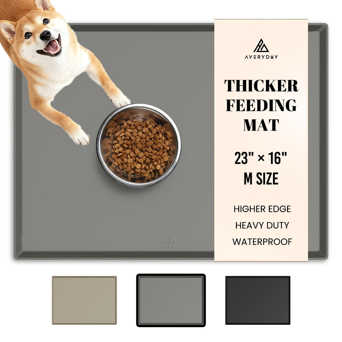 AVERYDAY 100% Waterproof Thicker Silicone Dog Food Mat