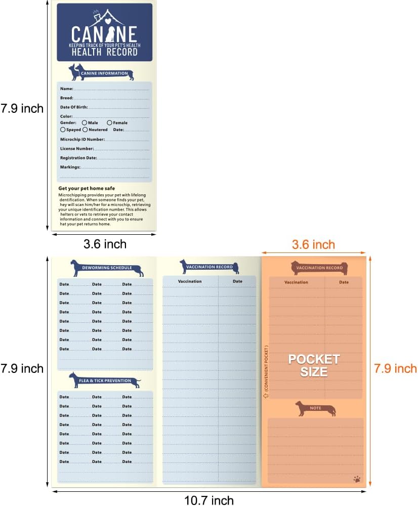 ANZON MORIES Dog Vaccination Record Cards 24 Packs with Storage