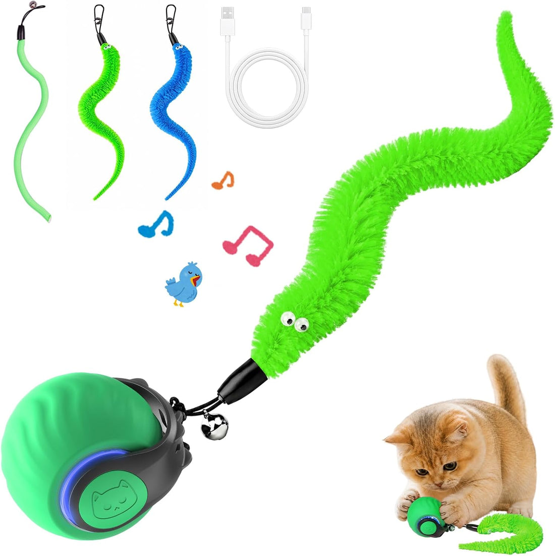 2026 Interactive Cat Toys with Bird Sounds & 3 Modes for Indoor Cats