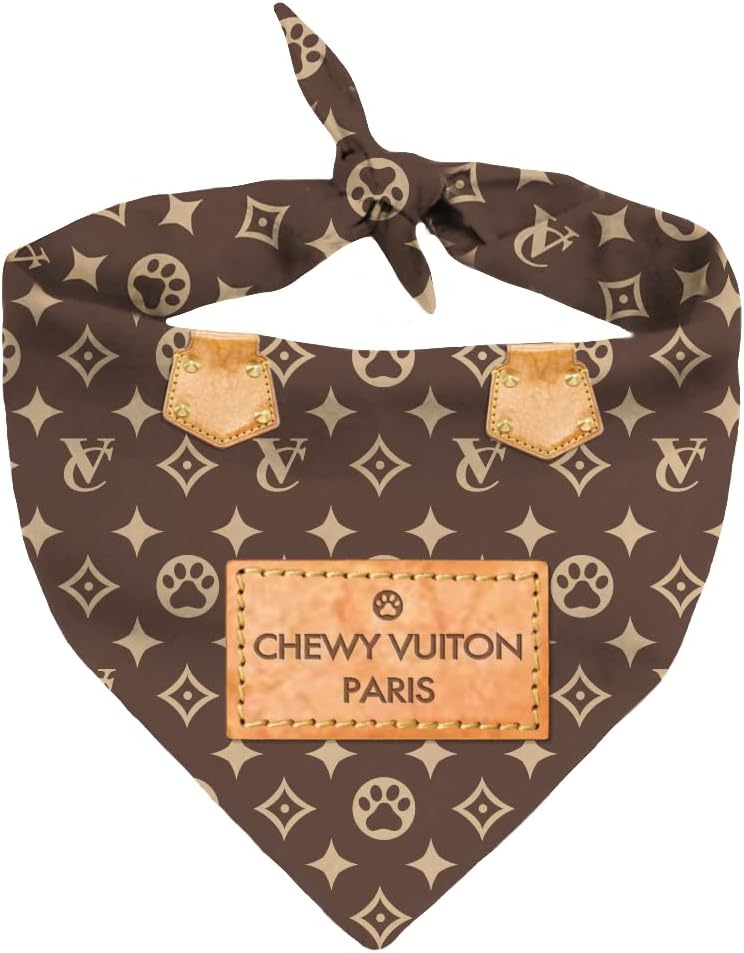 Chewy Vuiton Dog Bandana Designer Fashion Scarf Kerchief for Small