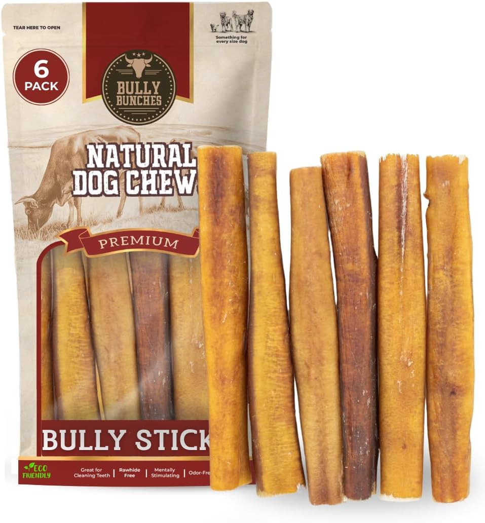 Bully Bunches Premium Odor-Free Bully Sticks for Medium & Large Dogs