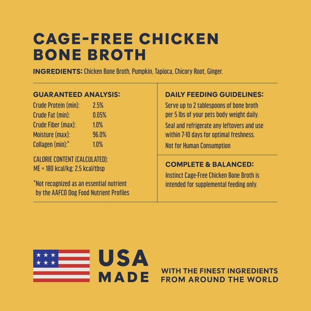 Instinct Bone Broth, Cat Meal Topper, Human Grade, Cage-Free Chicken