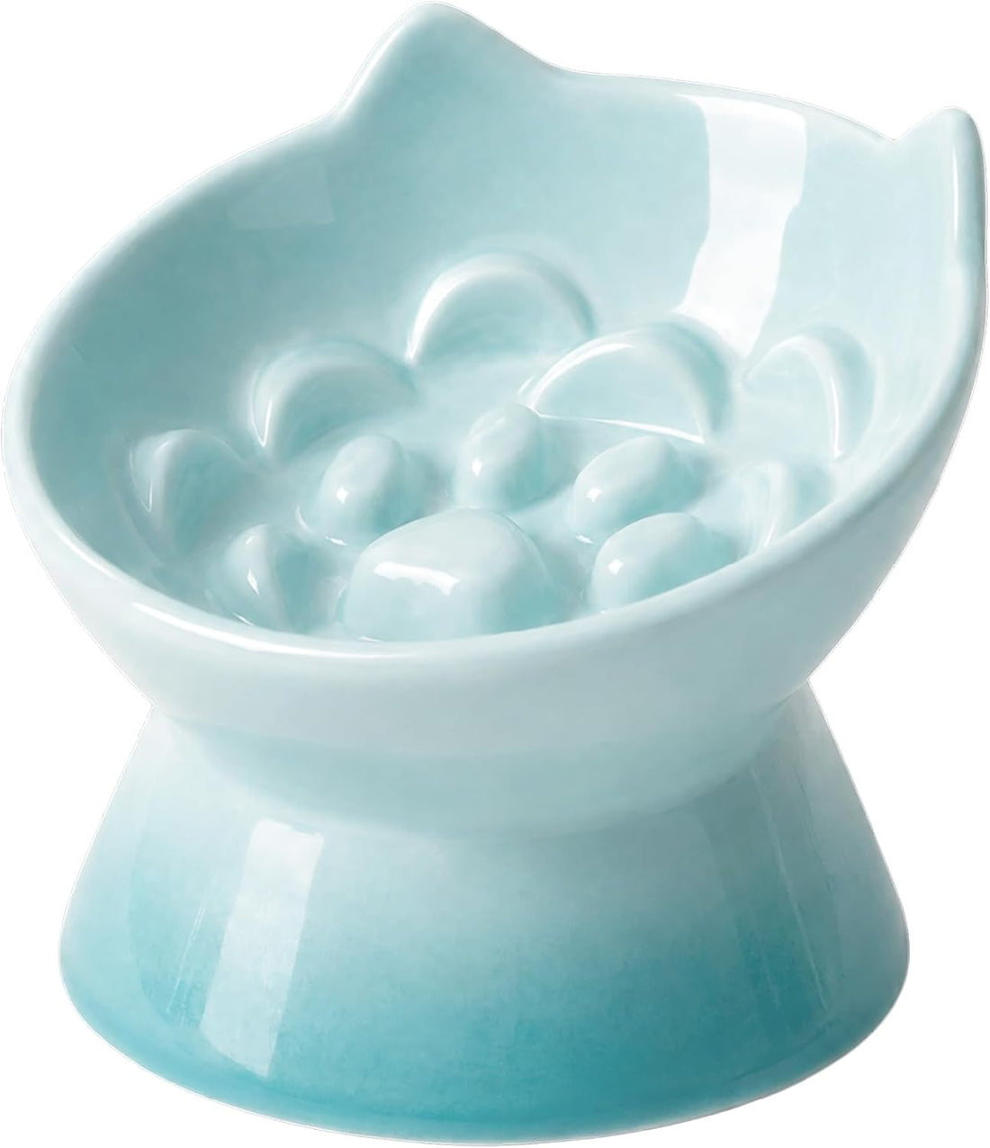 PawsPik Lynx Ceramic Raised Slow Dog & Cat Elevated Food Bowl