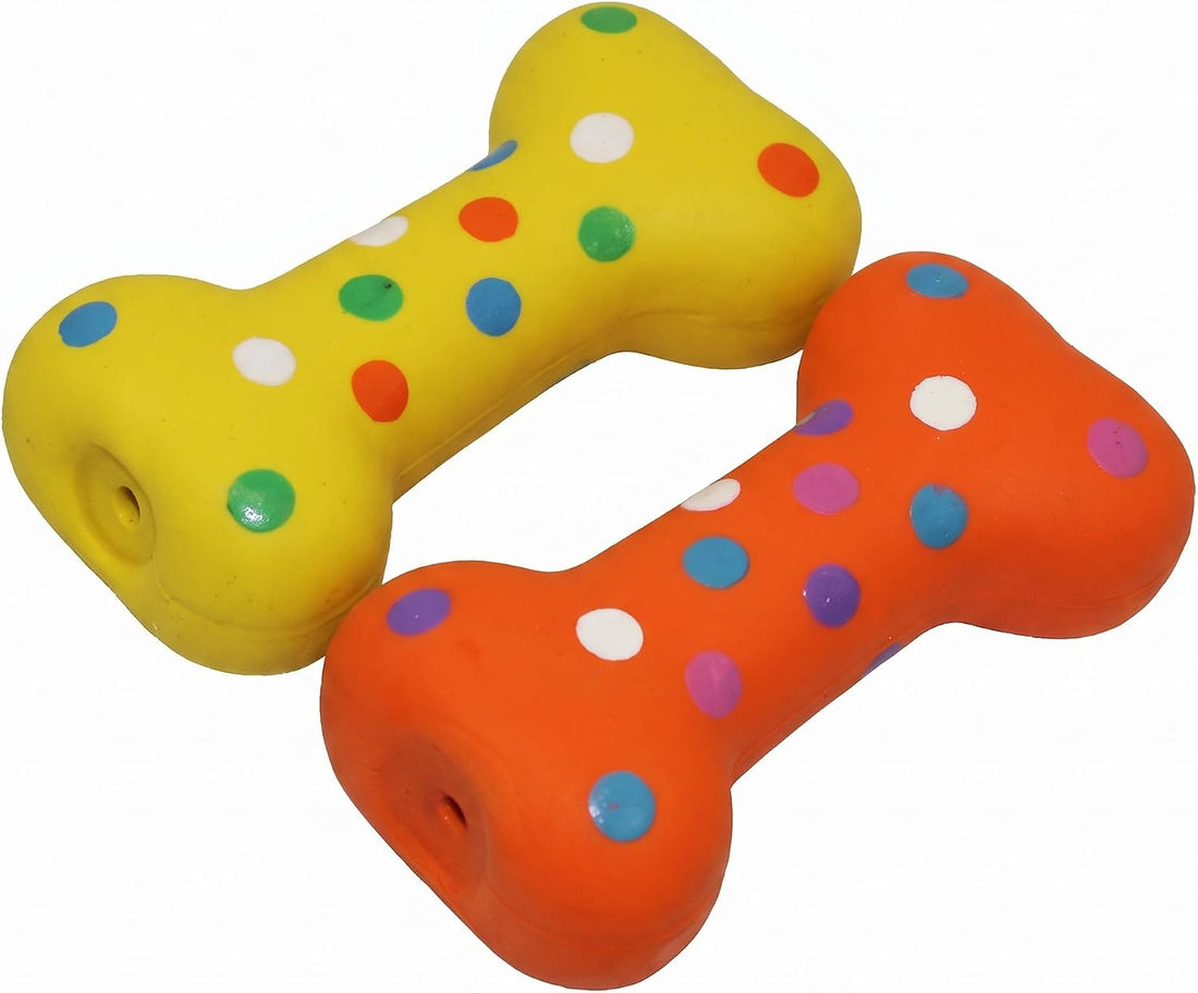 Multipet's Mini Globken Latex Plush Filled Polka Dot Chicken Dog Toy