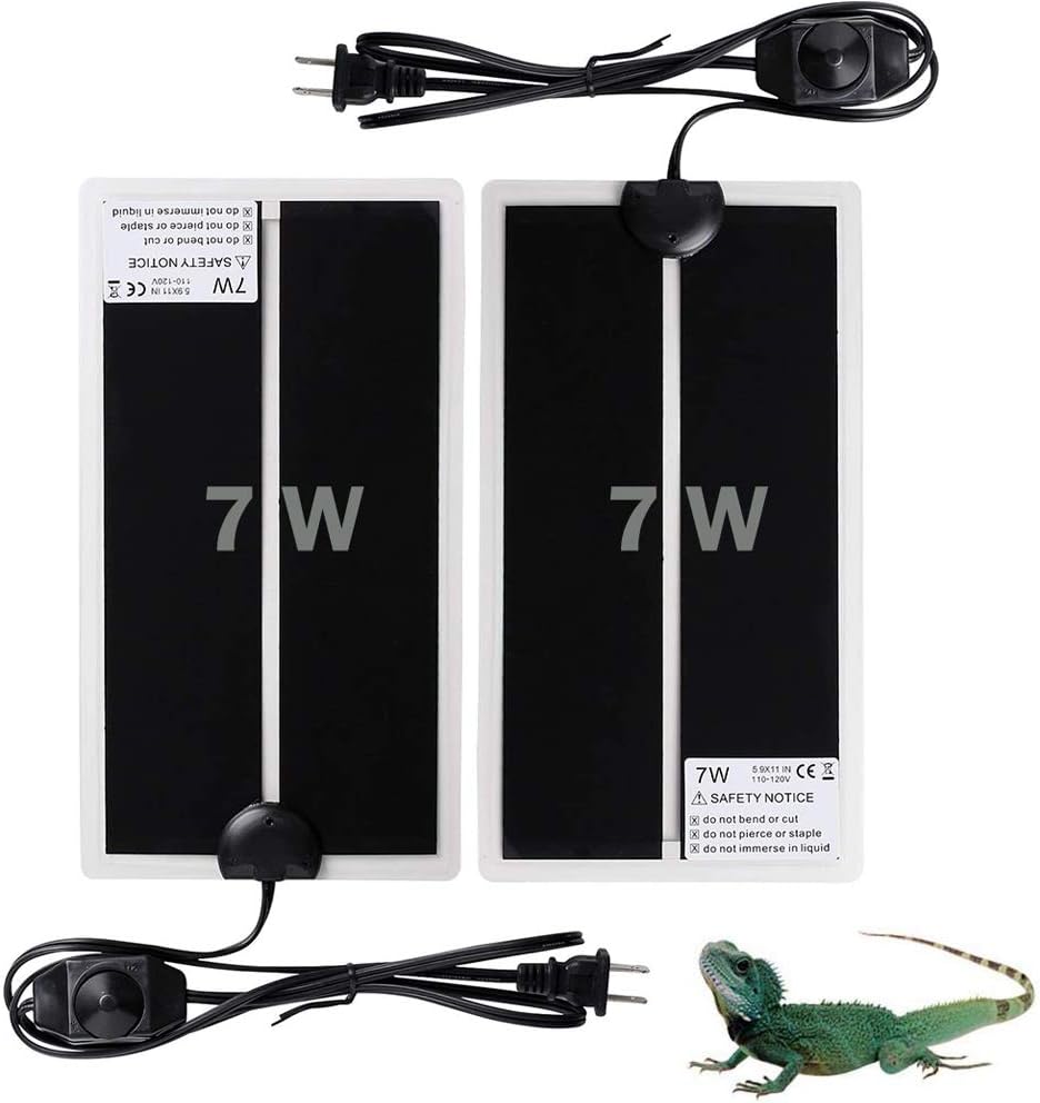 KABASI 2PCS Reptile Heating Mat with Temperature Control, 7W