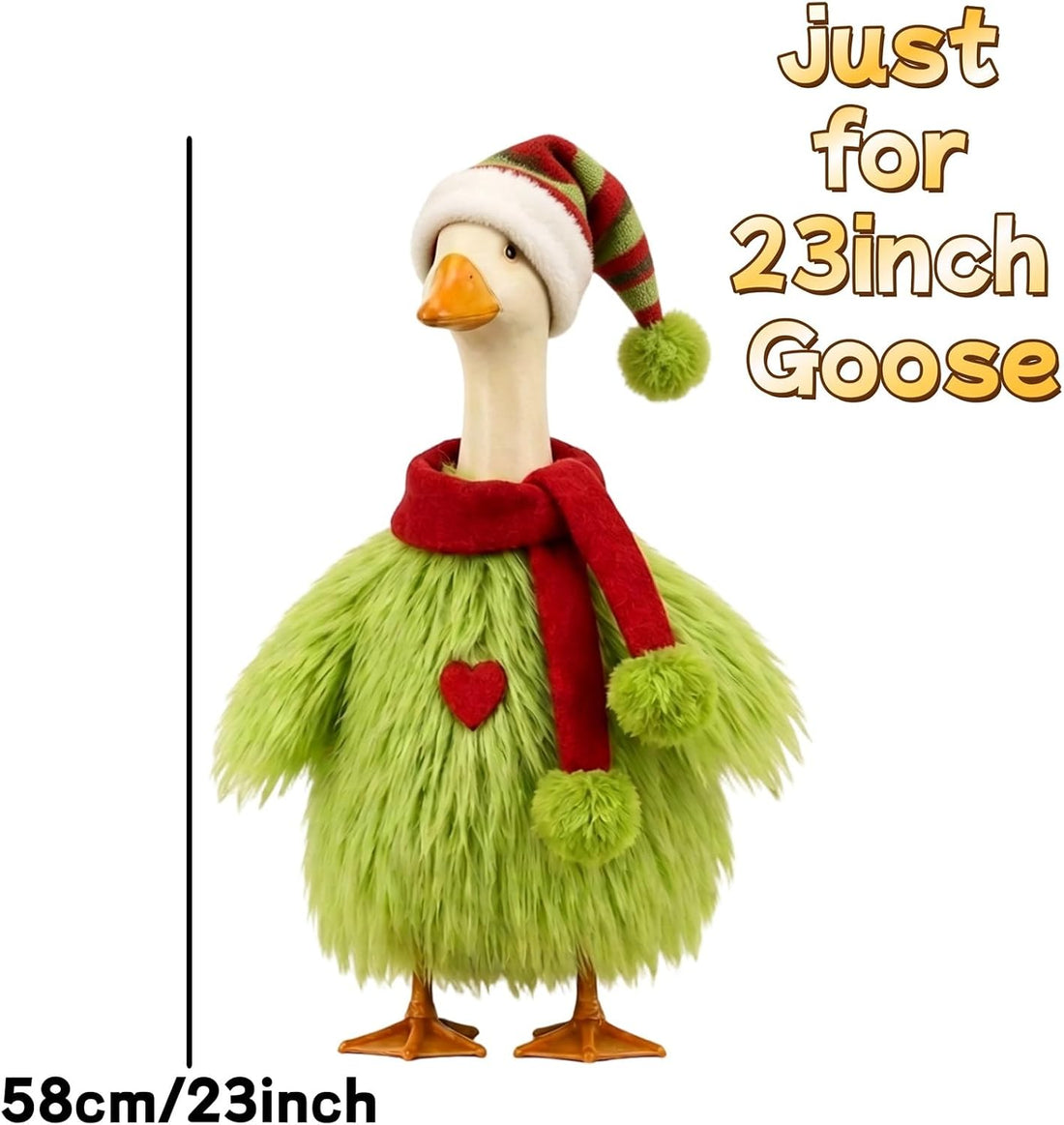 Green Fur Christmas Porch Goose Outfit for 23 Inch Lawn Goose Xmas