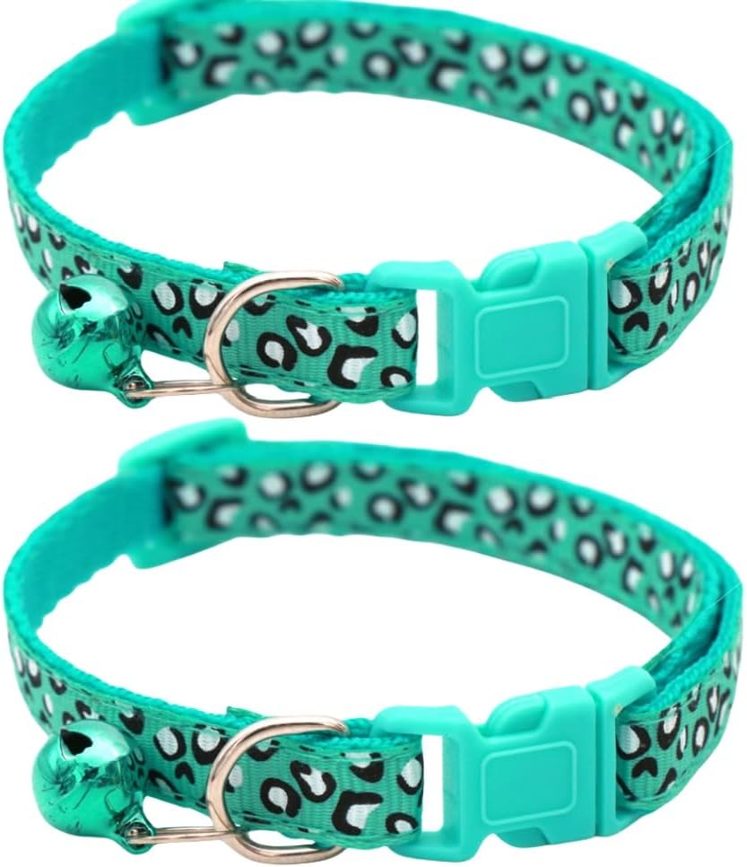 Reflective 2 Pack Breakaway Cat Collars with Bell Leopard Pattern
