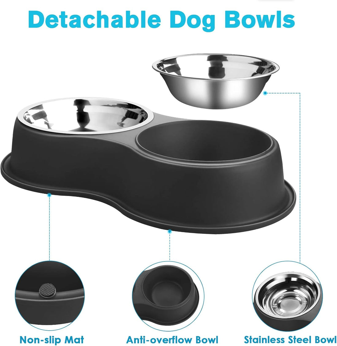Epetslove Dog Bowls Double Dog Water and Food Bowl Stainless Steel