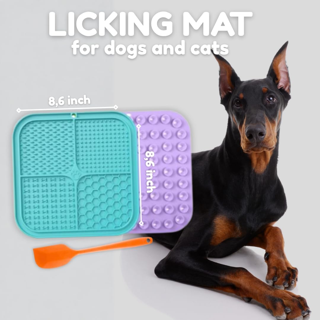 Dog Lick Mat Set, 2 Lick Mats for Dogs with Spatula & Brush