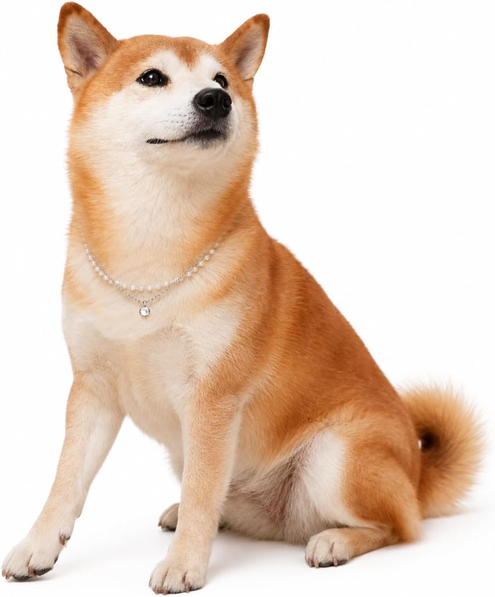 Lovelyshop Double Layer Pearl Pet Necklace