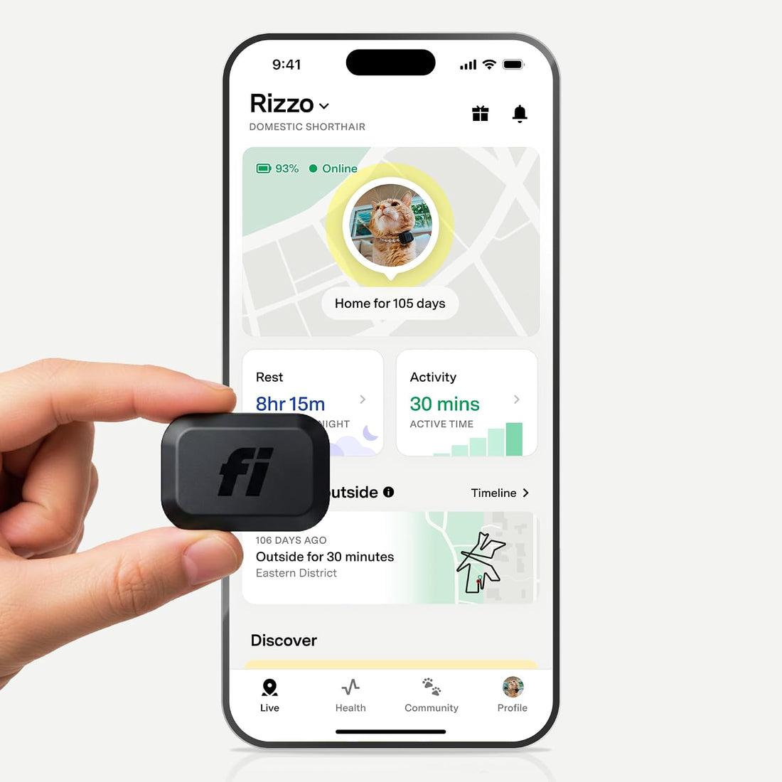 Fi Mini GPS Dog Tracker, Collar Attachment, Membership Required