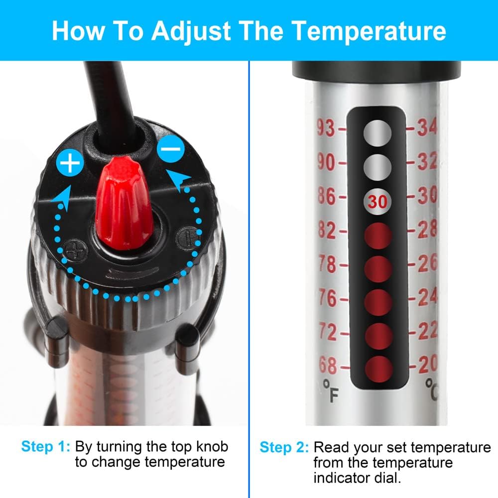 DaToo 50 Watt Aquarium Heater Submersible Adjustable Temperature Fish