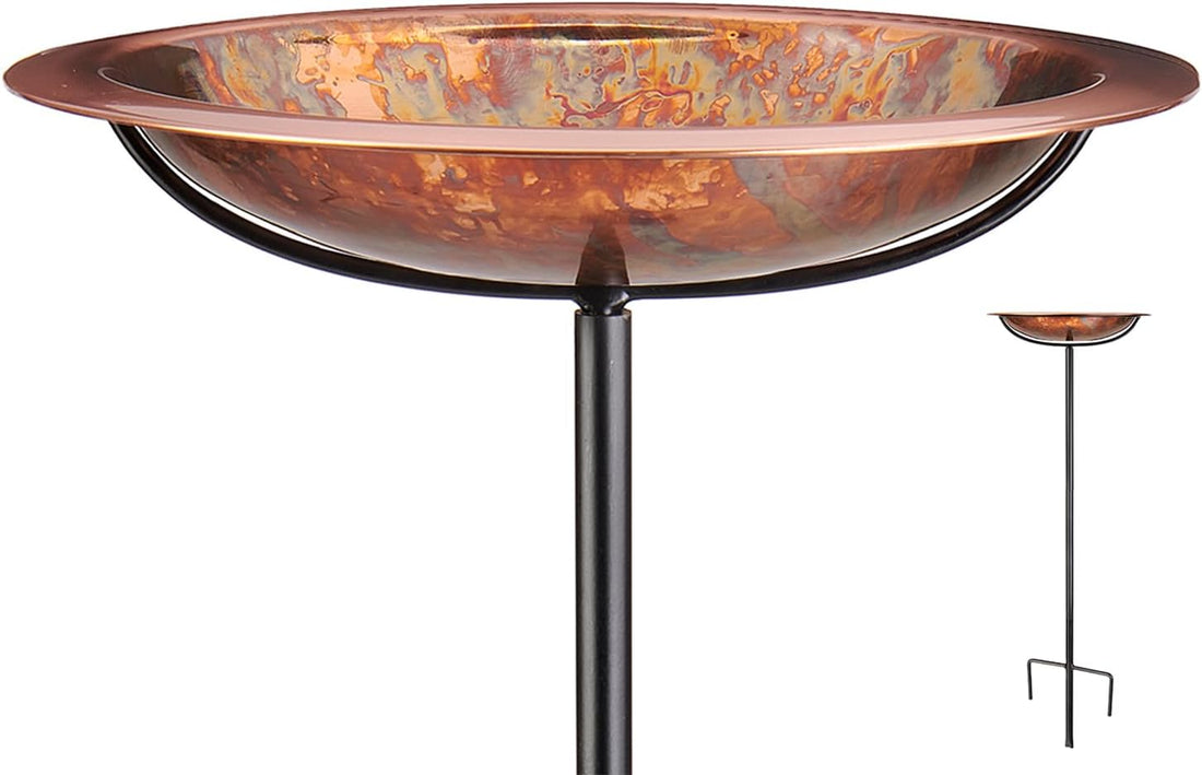 Good Directions Dimpled Copper Bird Bath on Garden Pole 13"