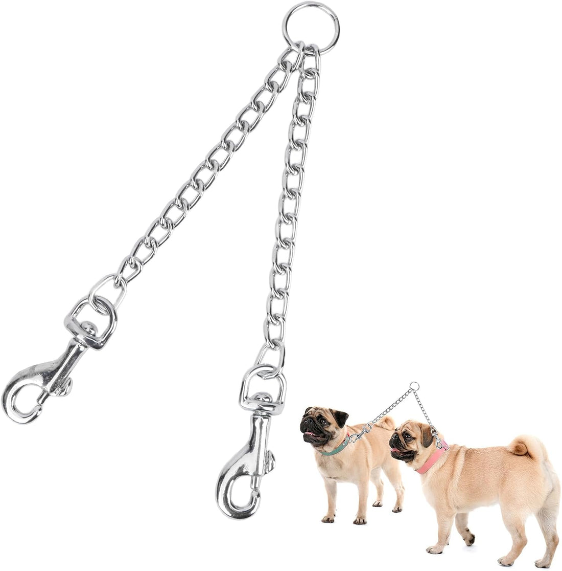 Hypeety Double-Head Dog Leash Chain Heavy Duty Twin Lead for 2 Dogs