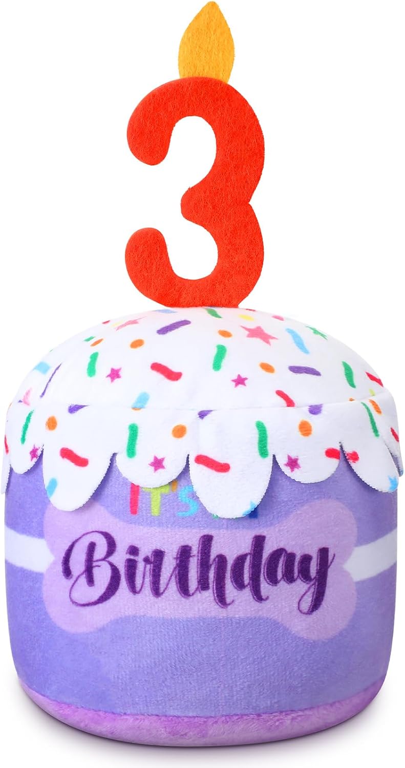 Dansydaisy Dog Birthday Cake Toy Squeaky Plush Gift