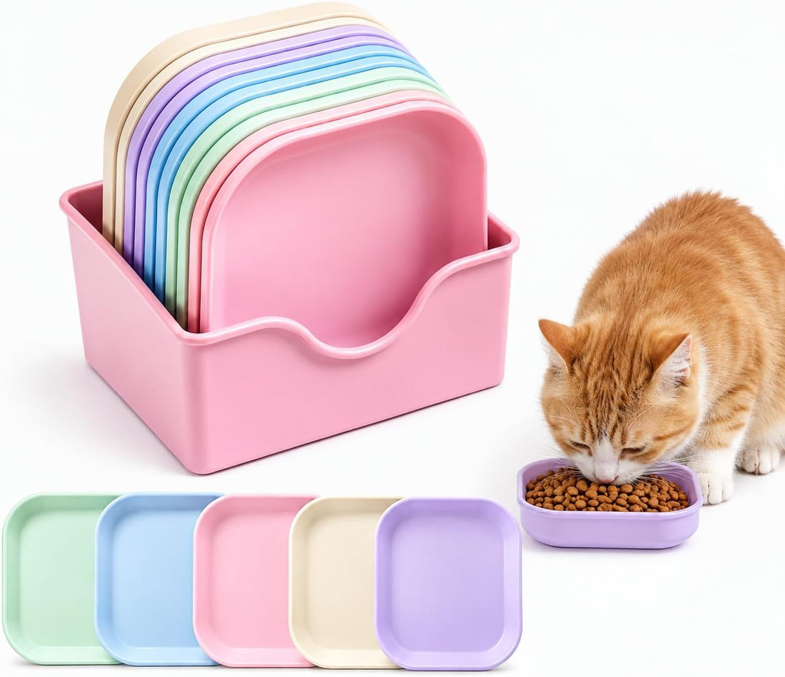 Cat Bowls Whisker Friendly Kitten Food and Water Plate, 10 Pack