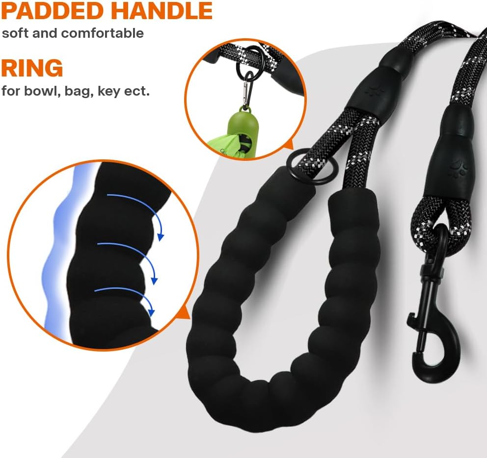 Taglory Rope Dog Leash 6 FT with Comfortable Padded Handle