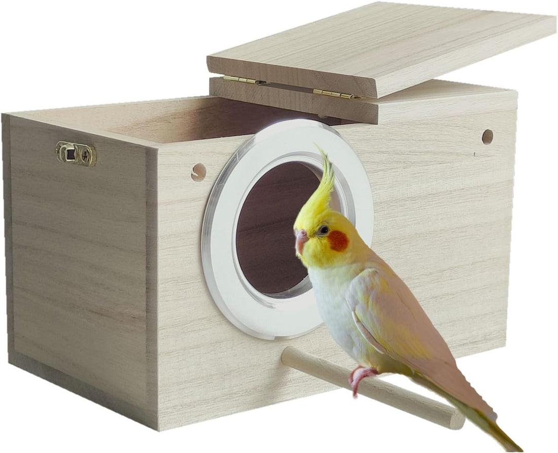 Parakeet Nesting Box Transparent Bird Nest Breeding Box with Perch