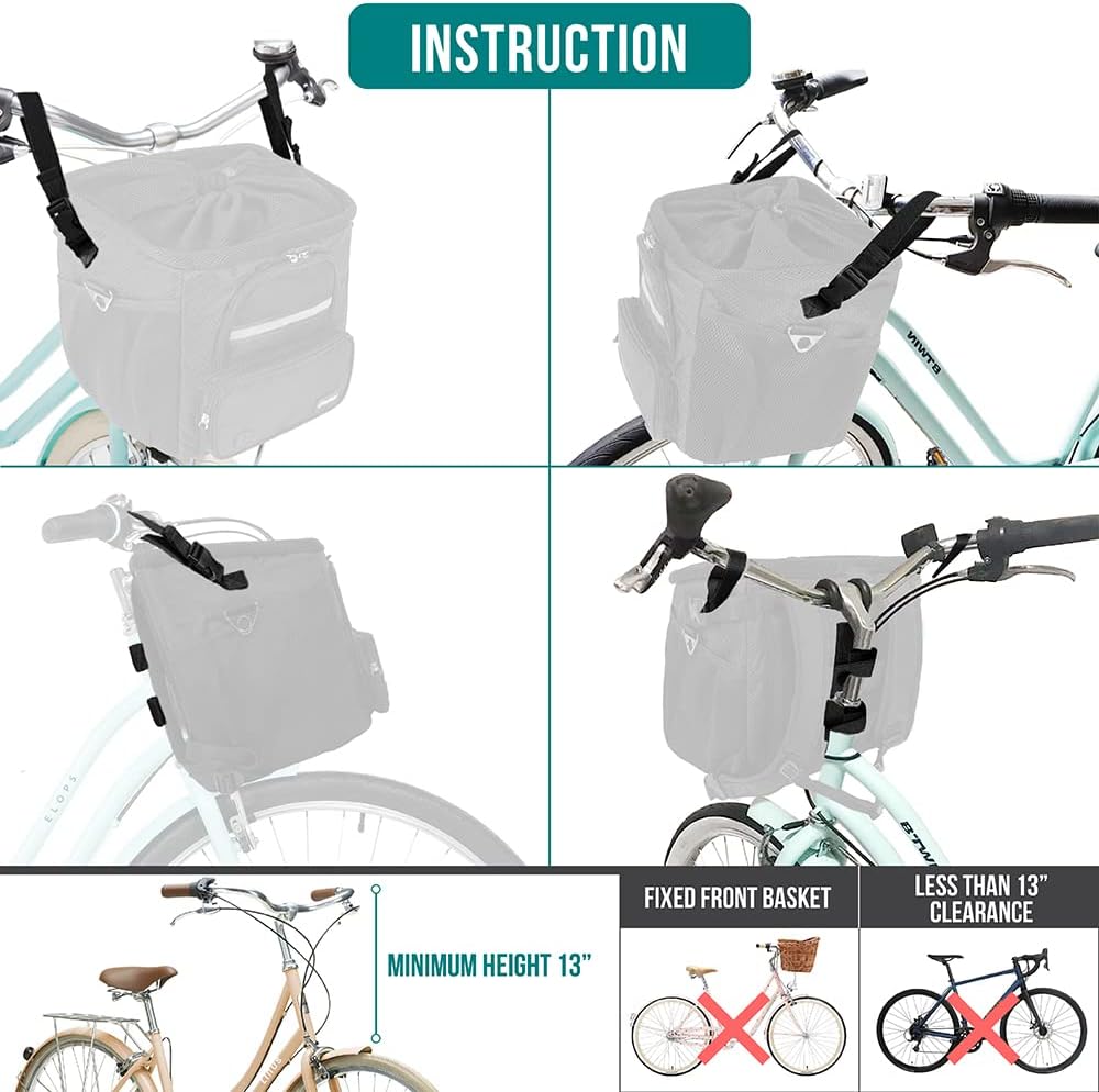 PetAmi Dog Bike Basket, Soft-Sided Ventilated Pet Carrier Backpack