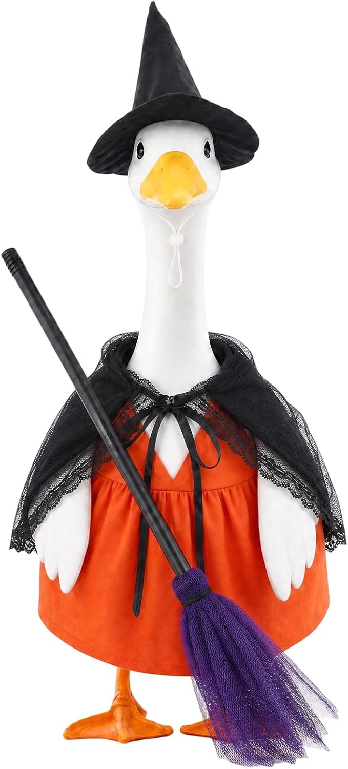 Halloween Witch Porch Goose Outfit With Hat Cape for 23'' Goose