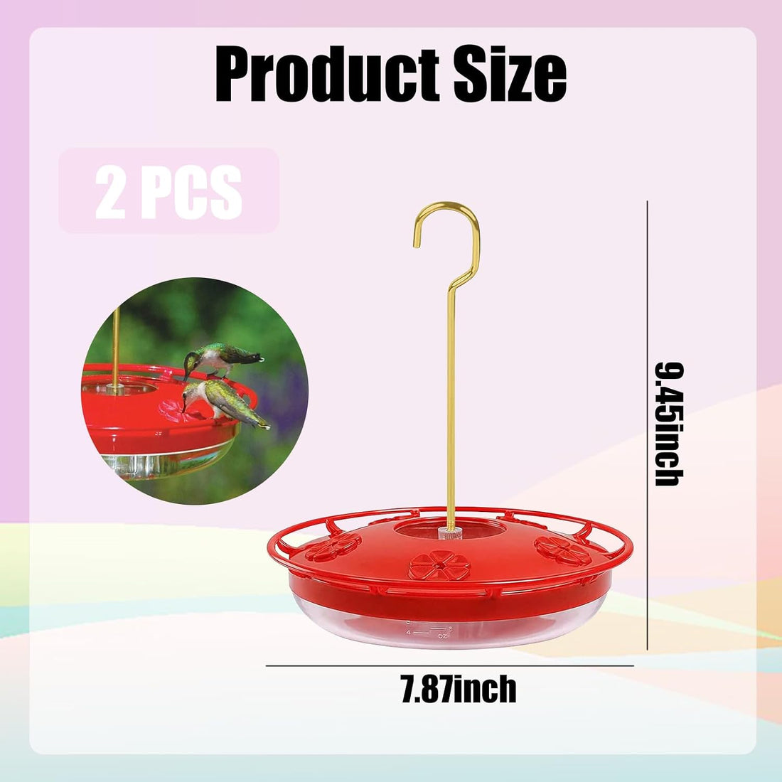 2 Pack Hummingbird Feeders for Outdoors, 5 Feeder Ports with Brush