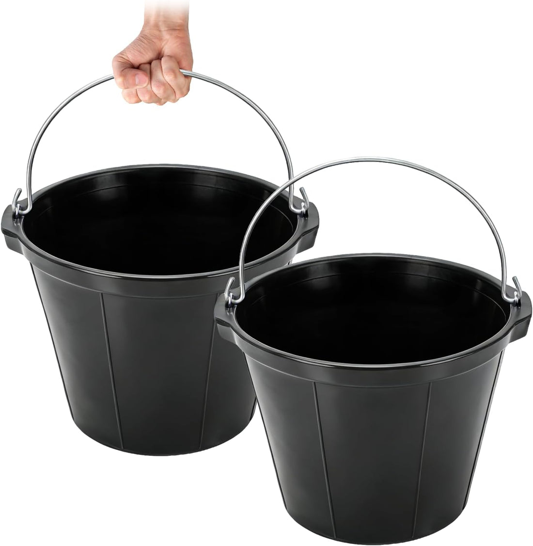 2 Pack Rubber Horse Feed Buckets, 10 Qt Water Troughs with Handles