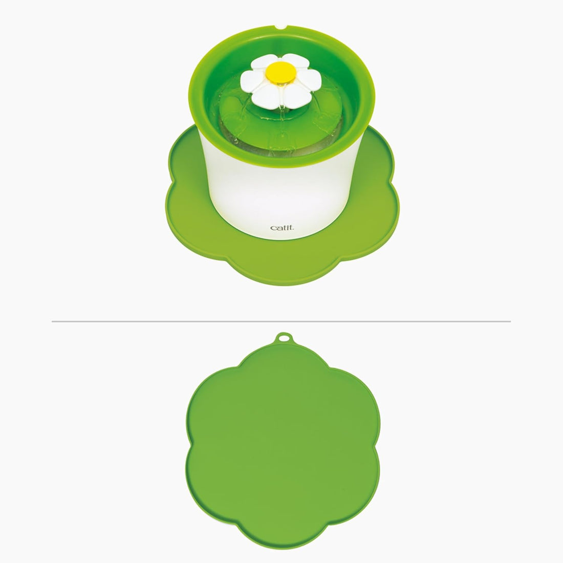 Catit Flower Shape Cat Placemat, Green, diameter 11.8in