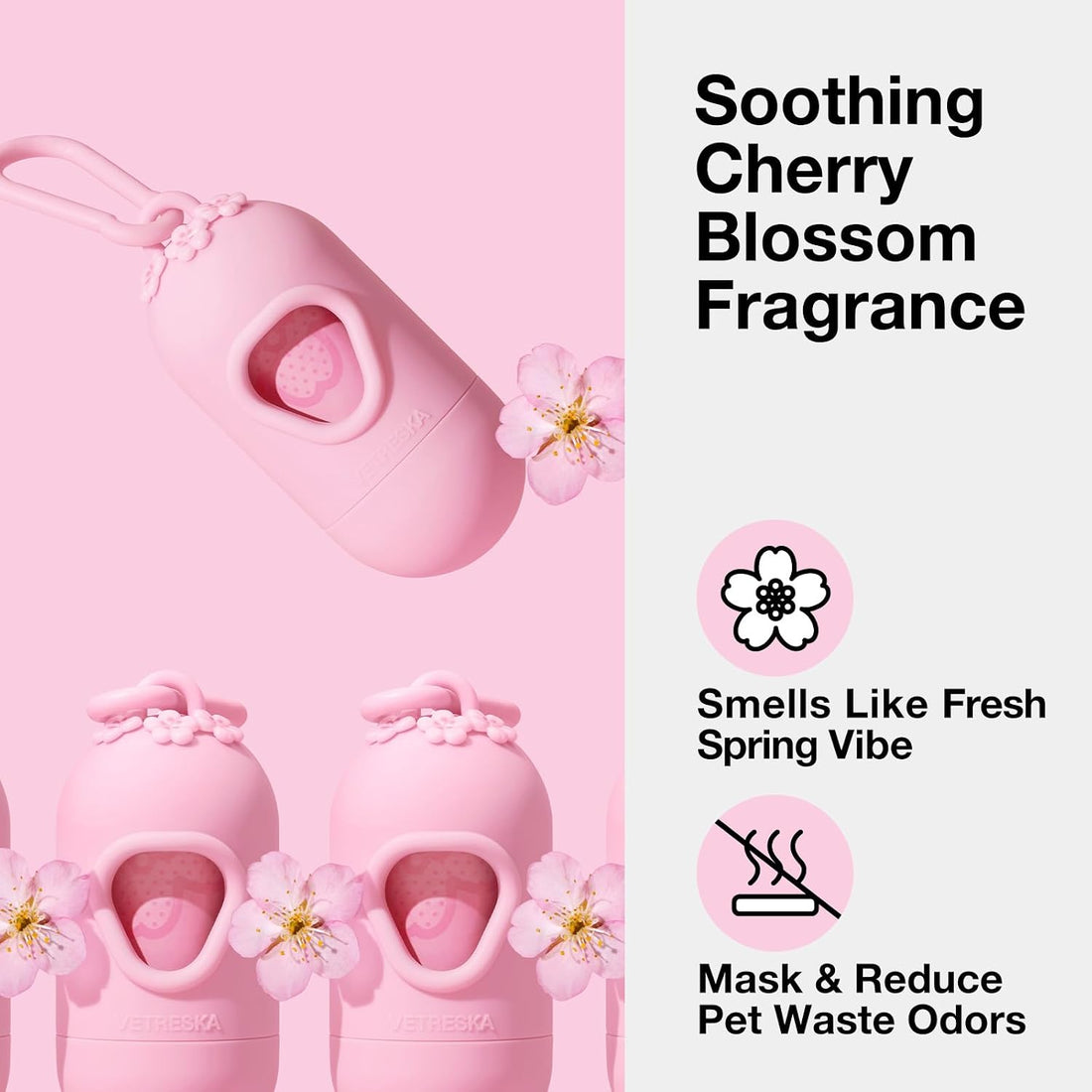 VETRESKA Dog Poop Bag Dispenser with Cherry Blossom Scented Poop Bags