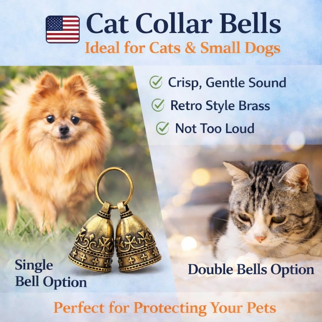 kcrygogo Quiet Brass Pet Bell Set with ID Capsule
