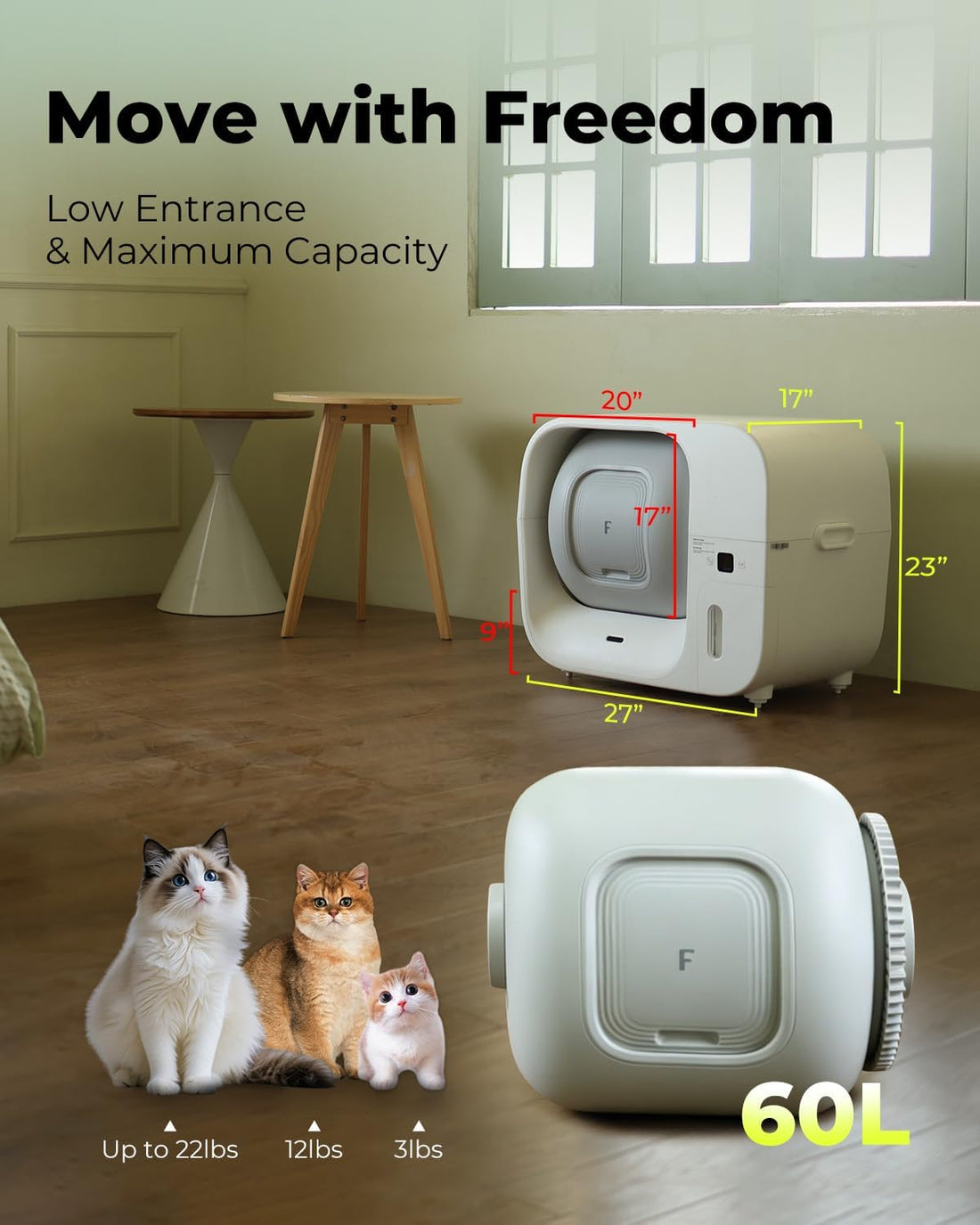 Furbulous True Odor-Free Self Cleaning and Self-Packing Cat Litter Box