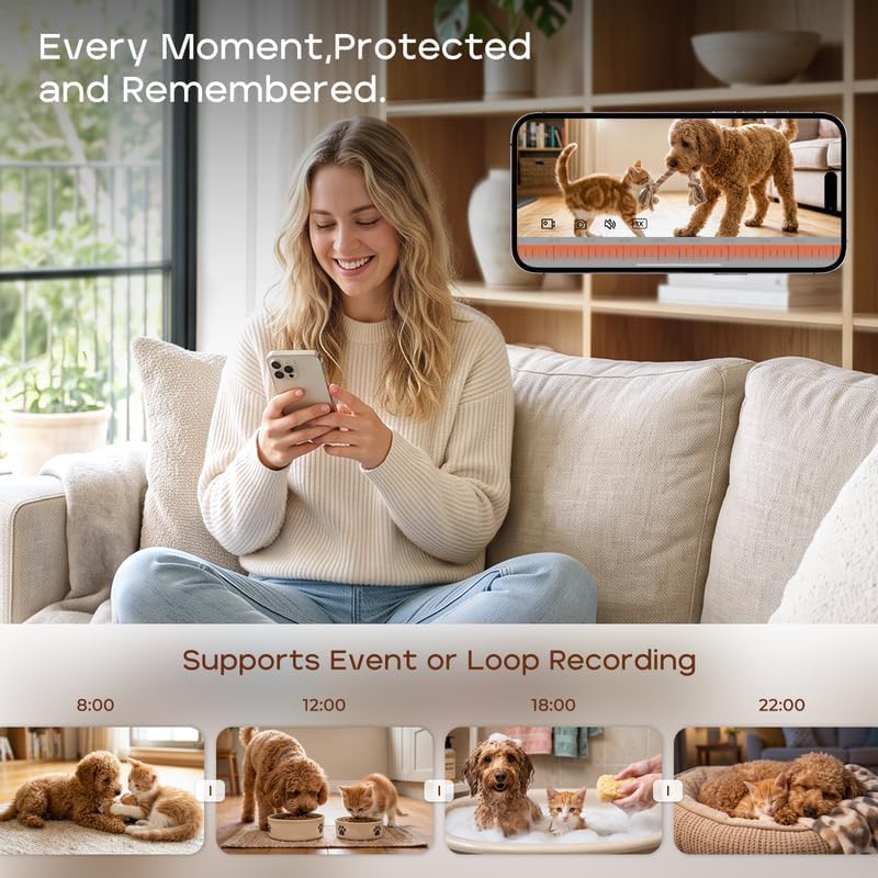 Mobile Pet Camera Robot, 1080P App-Controlled Home Camera for Dogs