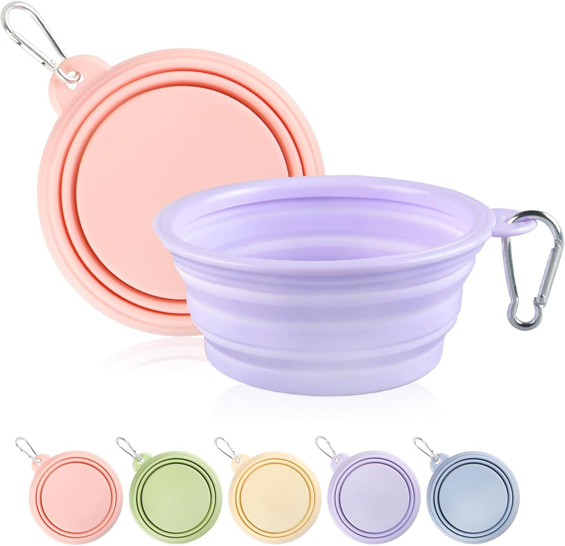 Collapsible Dog Bowls 2-Pack, Portable Travel Dog Bowl with Carabiner