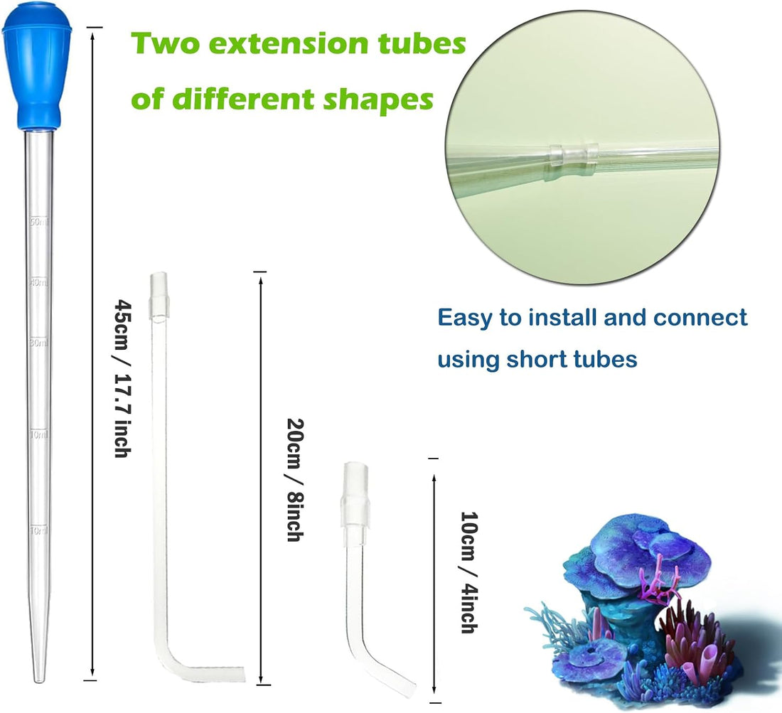 KABASI Waste Clean Tool Coral Fish Feeder with 2PCS Extension Pipes