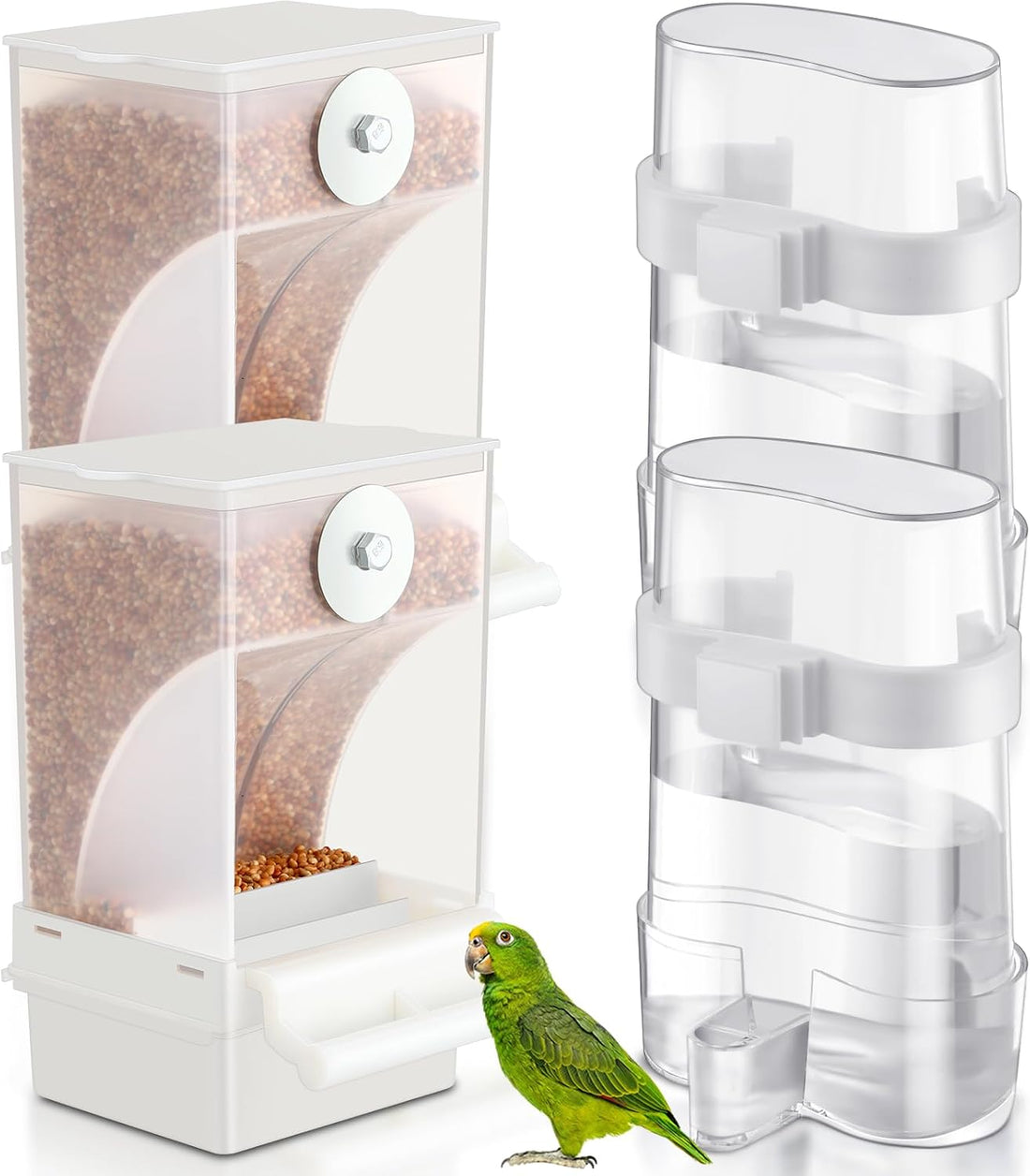 Yaomiao 4 Pcs No Mess Bird Feeders Automatic Parrot Water Dispenser