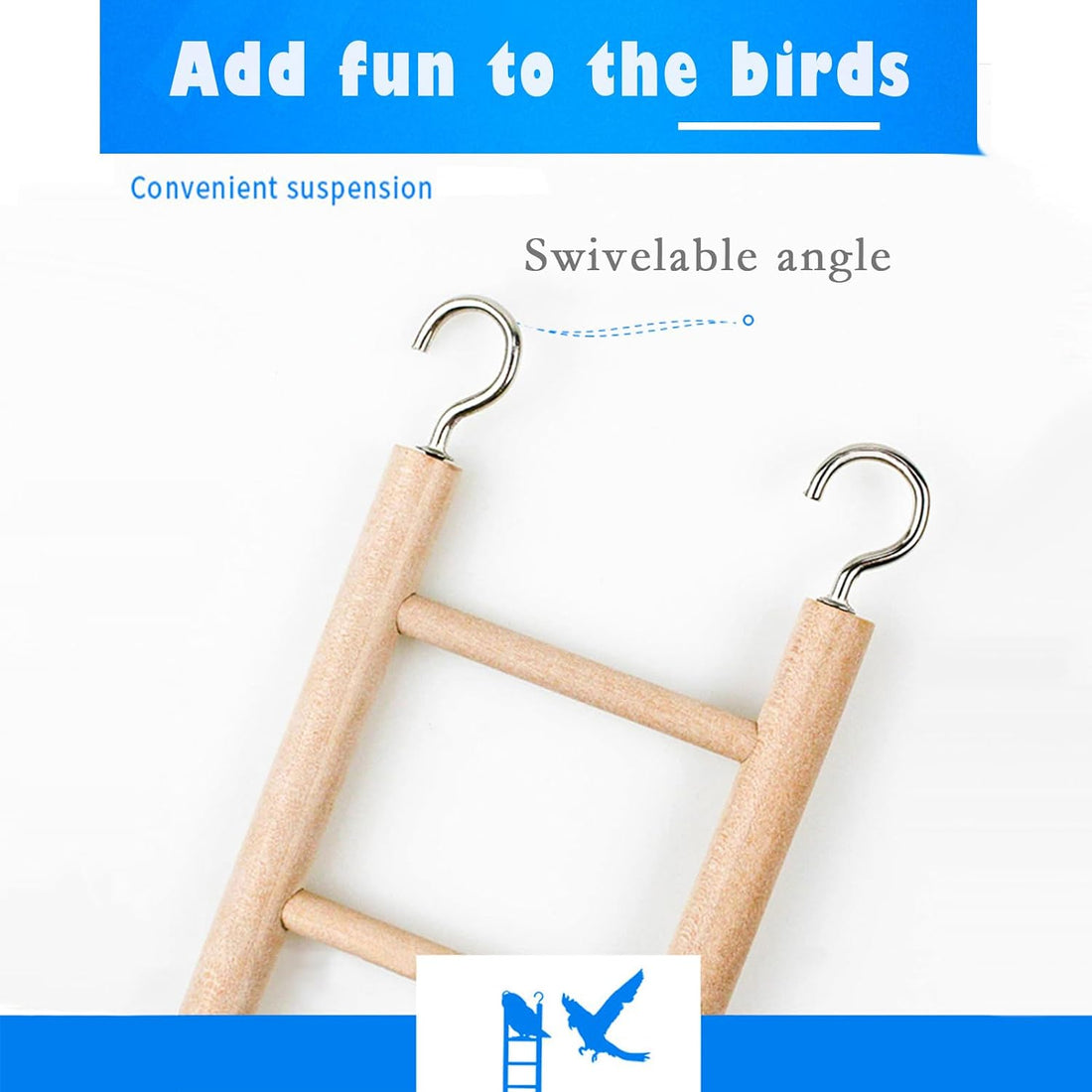 2pcs Birdie Basics Wooden Ladder for Bird Cage Climbing Ladder Toy