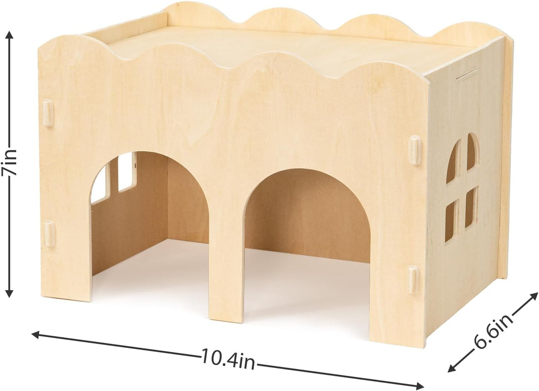 Bifeaw Natural Wooden Chew-Proof Guinea Pig Hideout