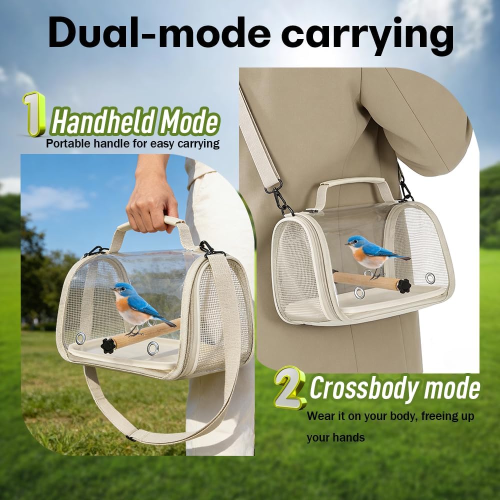 Hands Free Small Pet Cage with Breathable Mesh Windows Parrot Backpack