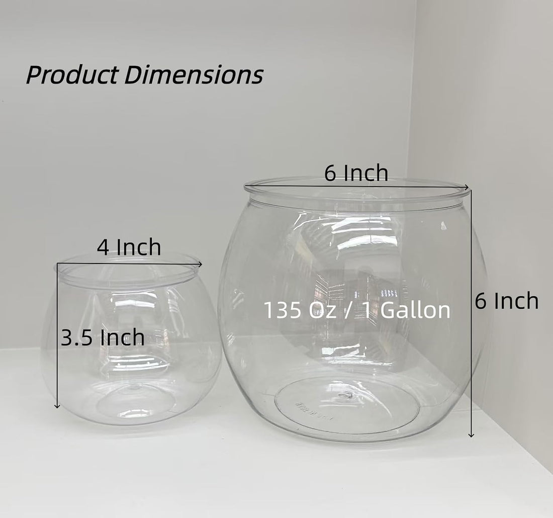 2Pcs Plastic Fish Bowls, 135oz Round Fish Tank Home Party DIY Decor