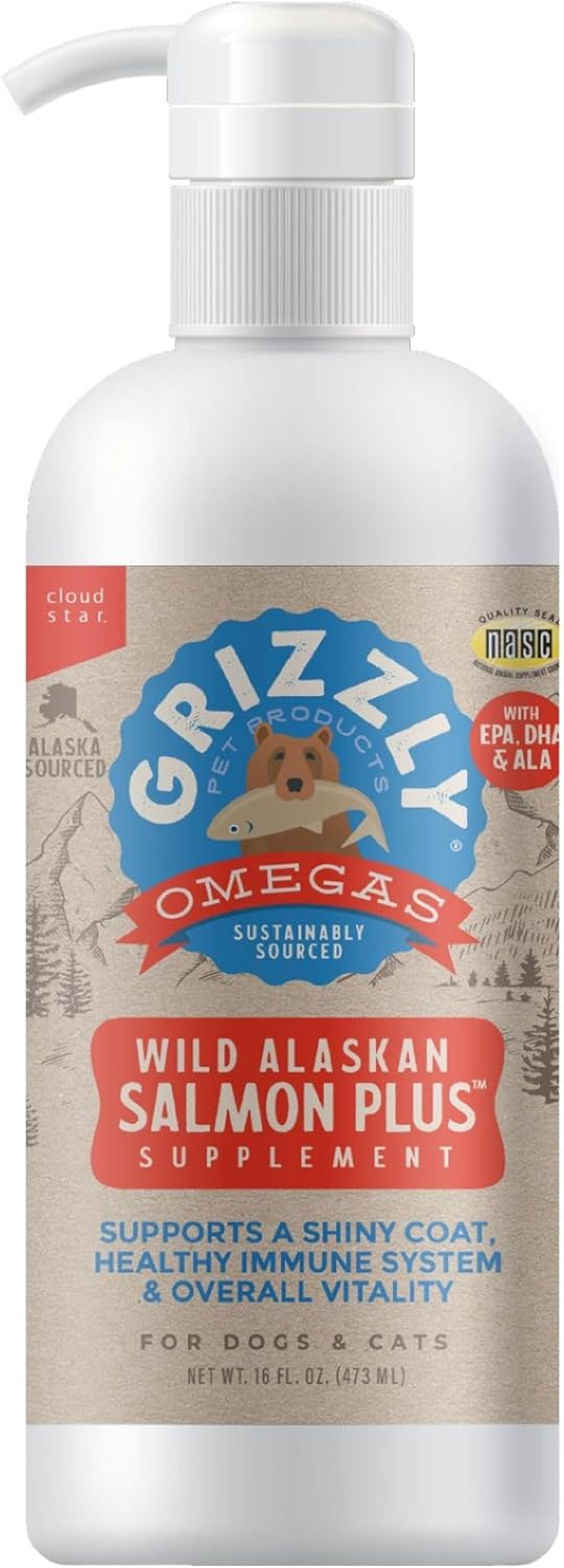 Grizzly Wild Alaskan Salmon Oil Dog Food Supplement Omega 3 Fatty