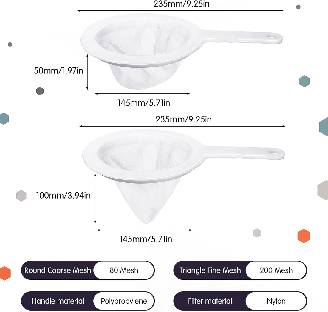 Yinkin 2 Pcs Baby Brine Shrimp Net Sieve 80 Mesh 200 Mesh Kit