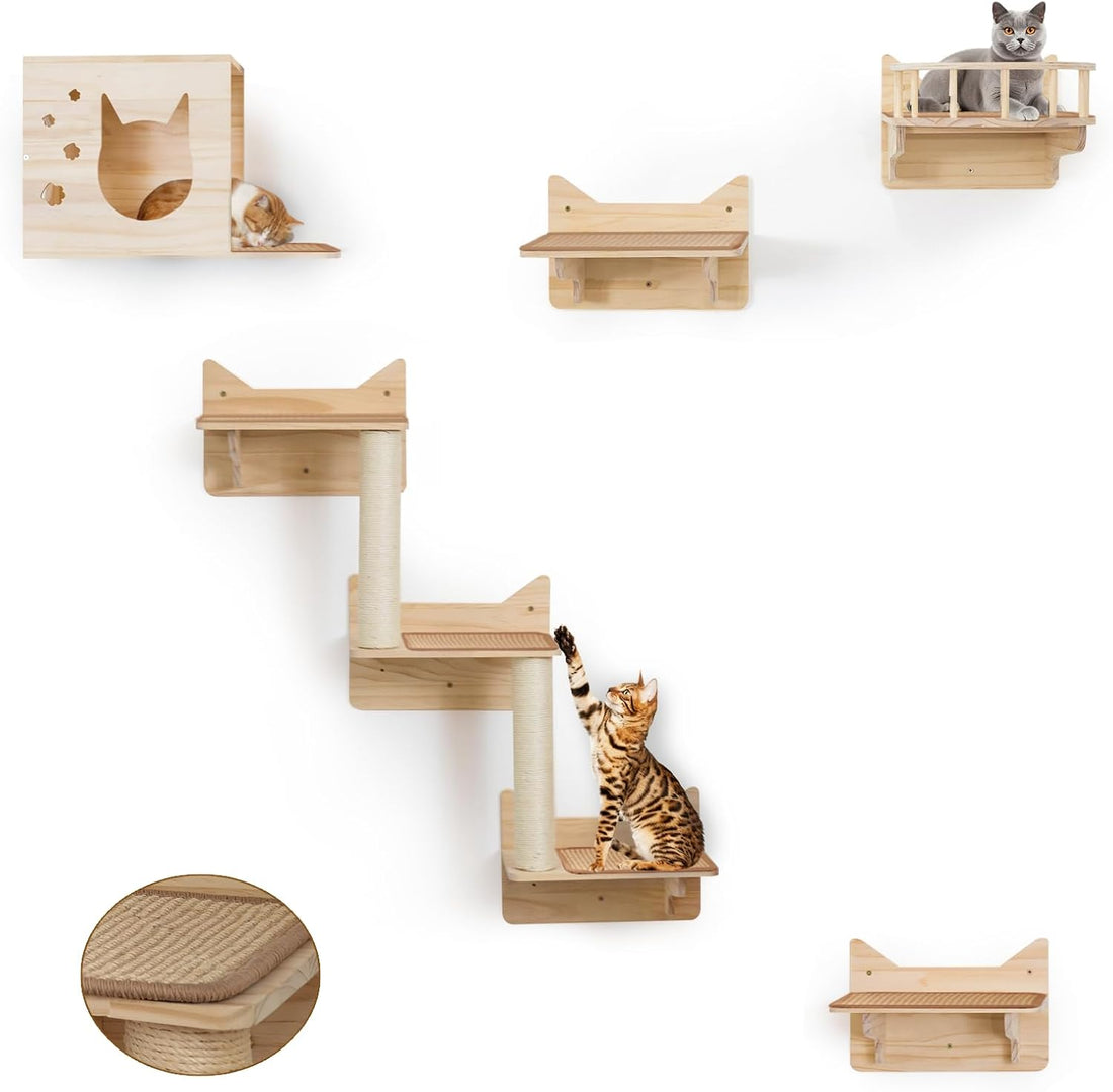Cat Wall Shelves, 2-Piece Cat Wall Step for Large Cats