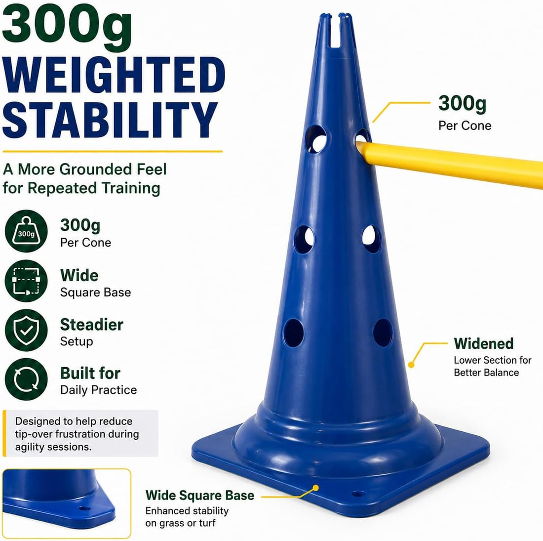 Dog Agility Equipment, 20-Inch Hurdle Set, 10.6 oz Weighted Cones