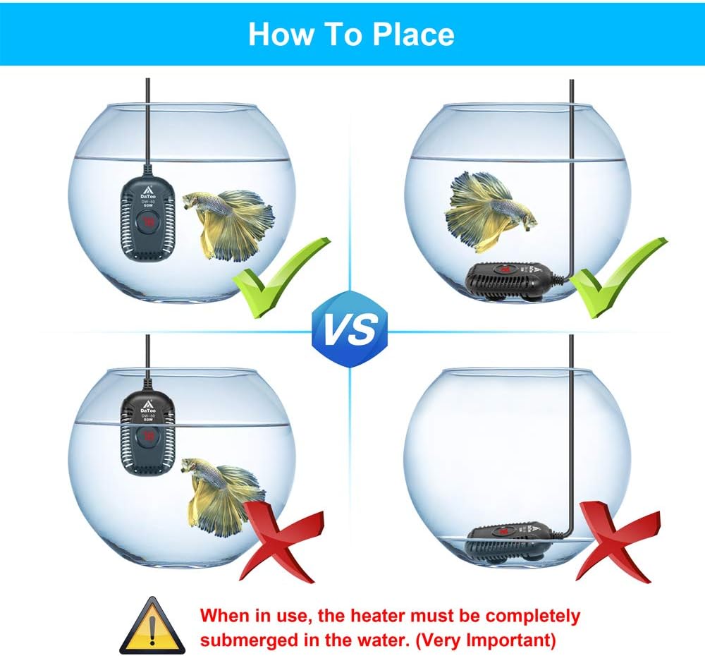 DaToo Small Aquarium Heater 50W Mini Fish Tank Heater 50 Watt