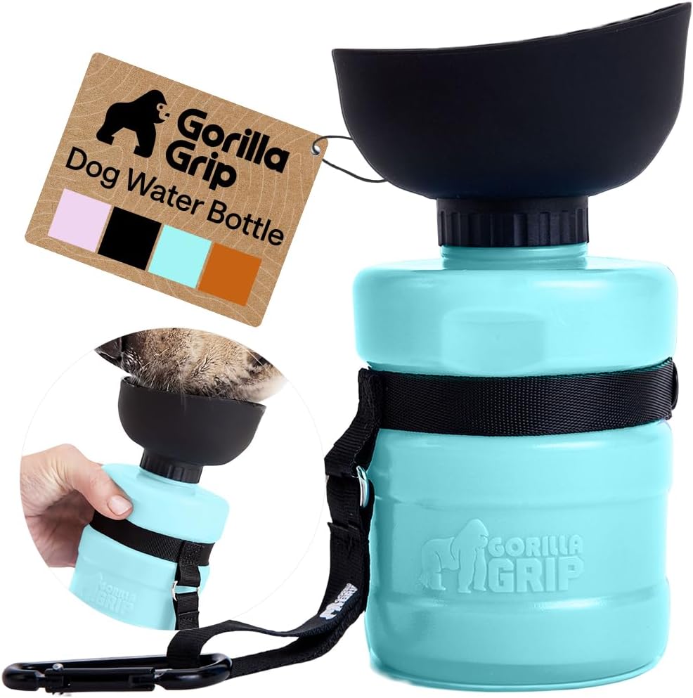 GORILLA GRIP Portable Dog Water Bottle, Food Grade Silicone