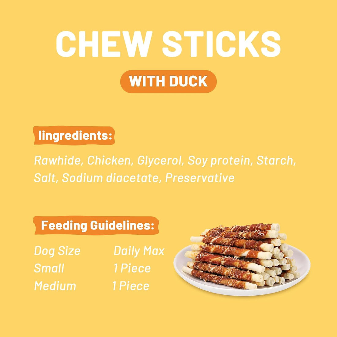 Dog Treats 5 Inch Duck Wrapped Rawhide Sticks 30 Count, 9.52 Oz