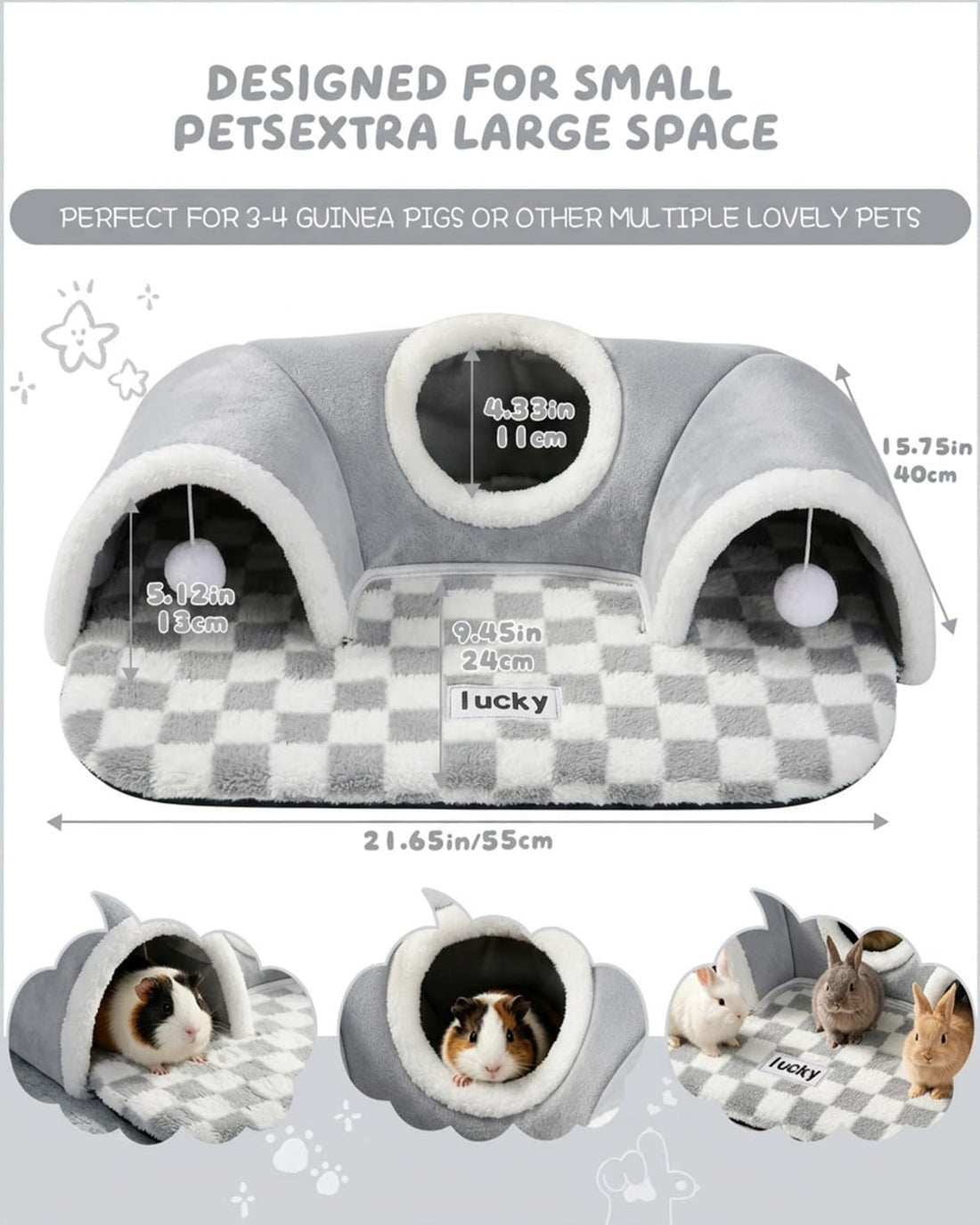 Extra Large Guinea Pig Hideout Tunnel, 22Lx16Wx5H Inches