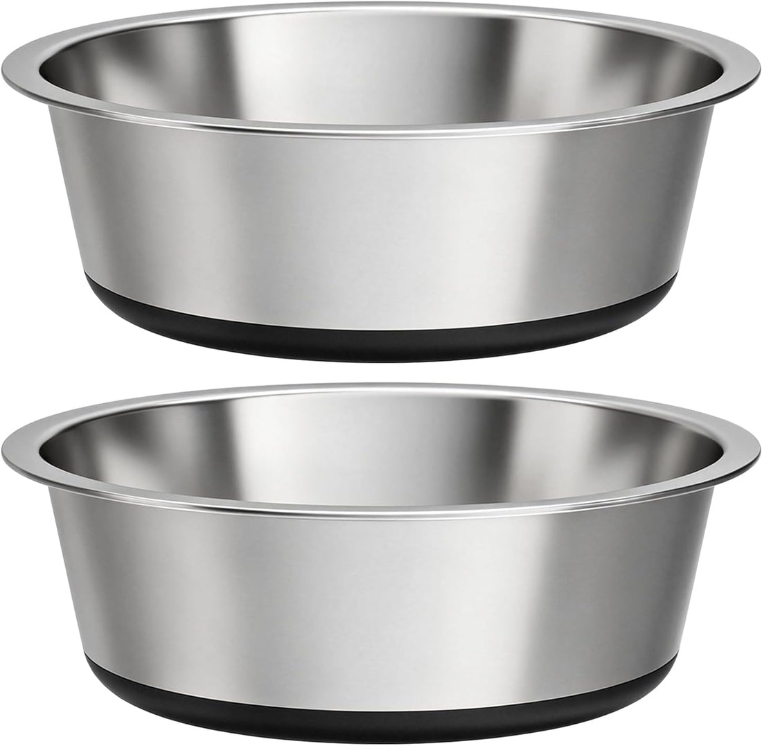 Stainless Steel Dog Bowls, 3.8 Cup, 2 Pack, Non-Slip & Durable
