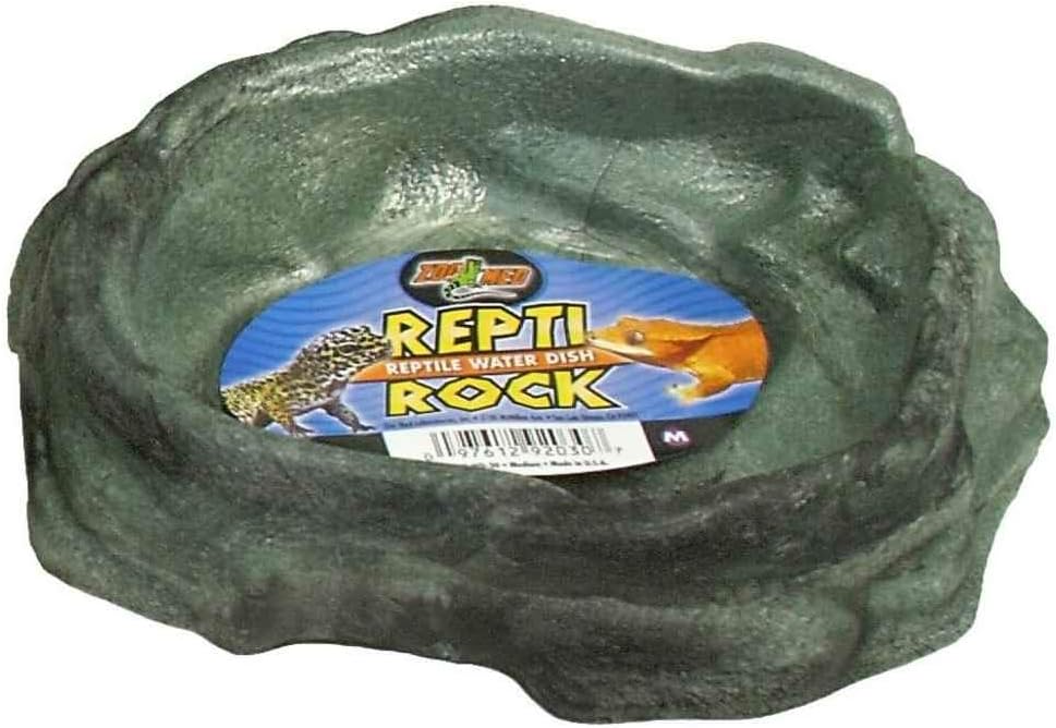 Zoo Med Reptile Rock Water Dish, Medium,Black