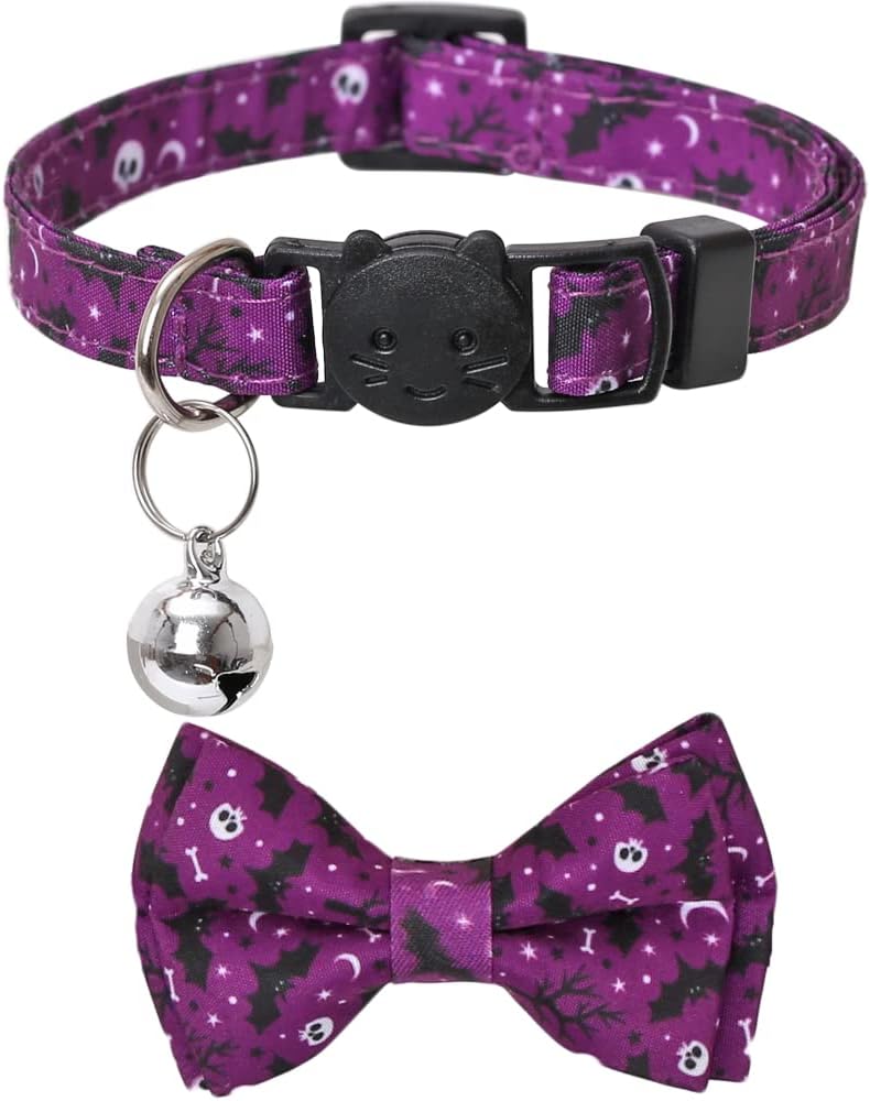 Halloween Cat Collar Breakaway with Cute Bow Tie and Bell for Kitty